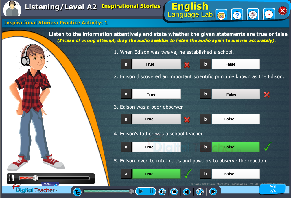 Listening Level A2 Inspirational Stories Practice Activity